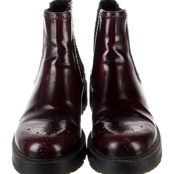 Prada Patent Leather Chelsea Boots Sz 41